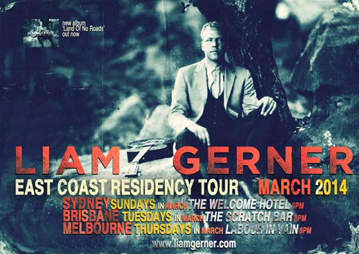 Liam Gerner Mrch 2014 Est Cst Residency Tour Poster FB tour page